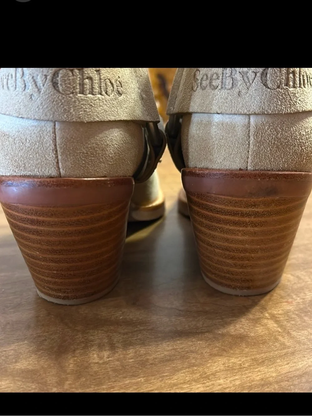 See by Chloé Eddie Taupe Suede Harness Boots Size 39.5 U